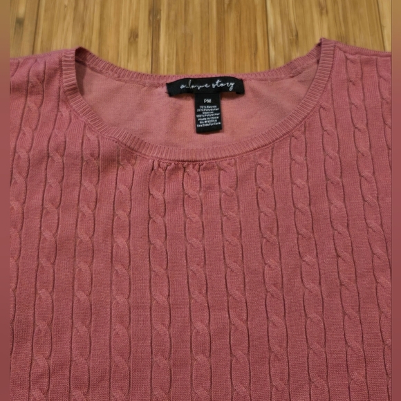 💚 NWOT A Love Story Pink Top with Sheer Sleeves - Picture 5 of 9